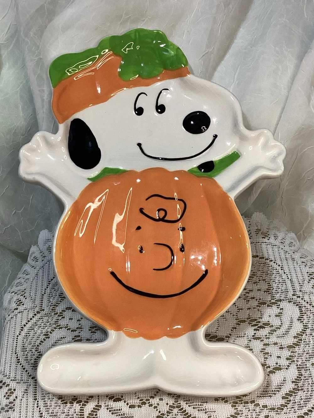 Hallmark Peanuts Snoopy Charlie Brown Pumpkin Candy Bowl Serving Dish